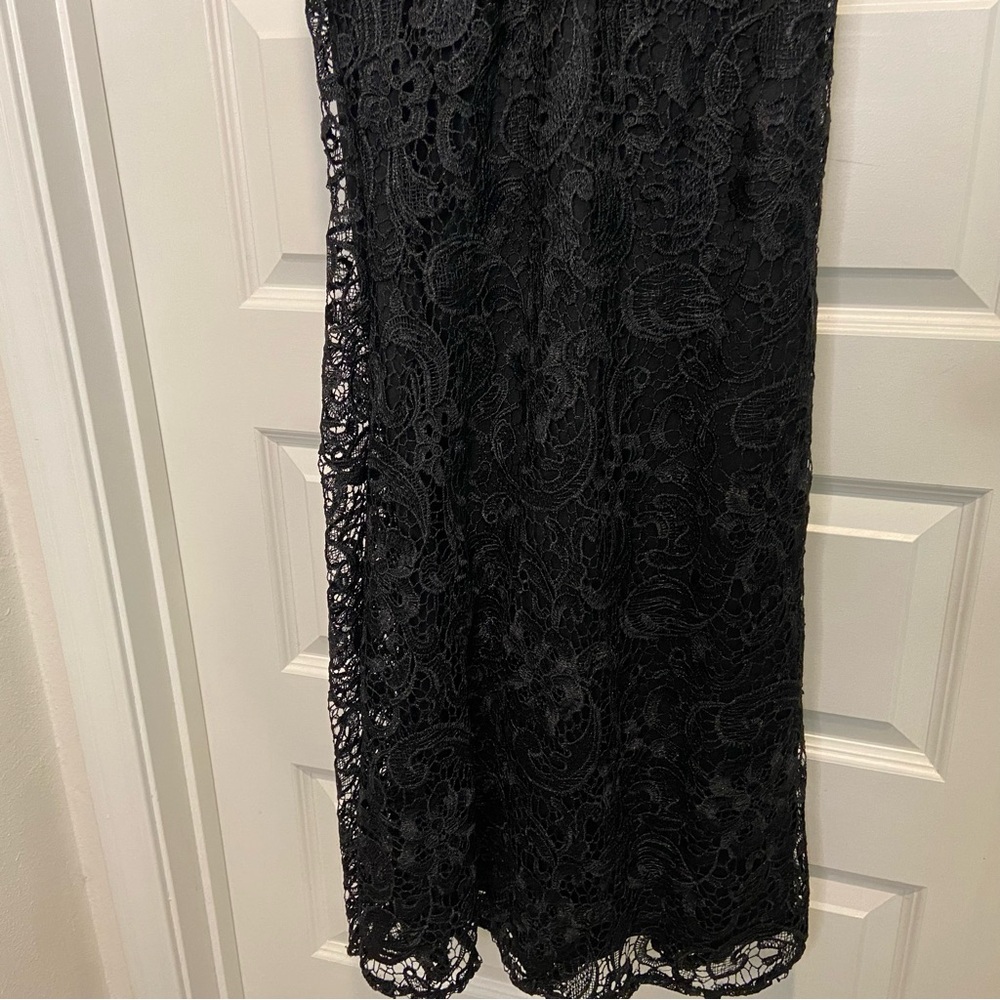 MANIJU Elegant Black Lace Maxi Evening Dress Cutout Open Back Size S - Picture 8 of 14